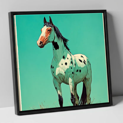 Vibrant Appaloosa Portrait horse breed canvas wall art in black frame