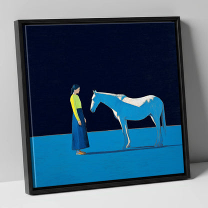 A Quiet Connection horse & rider canvas wall art in black frame