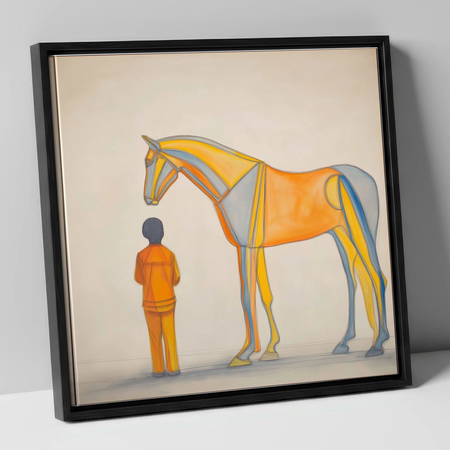 Structural Harmony horse & rider canvas wall art in black frame