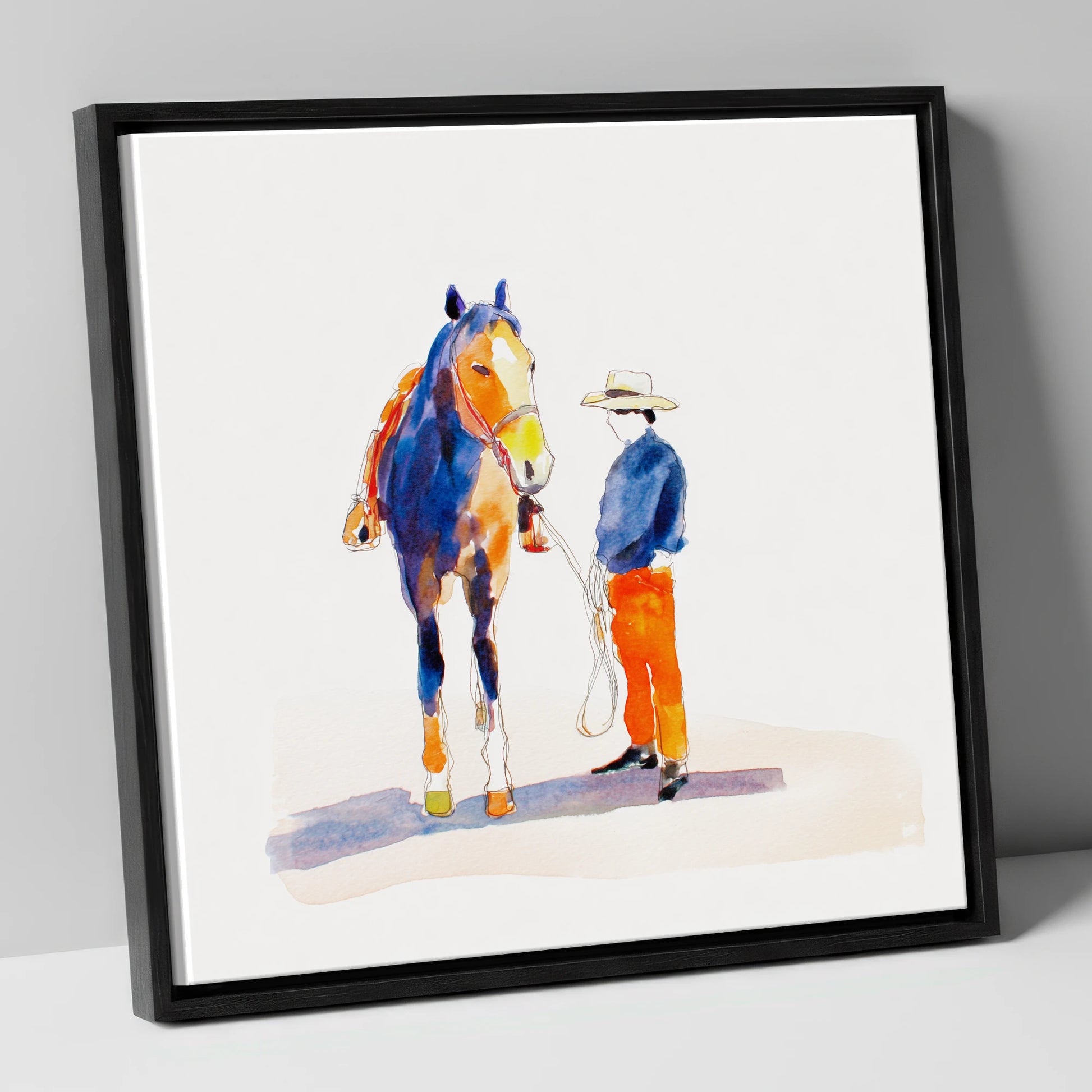 Vivid Western Partnership western horse canvas wall art in black frame