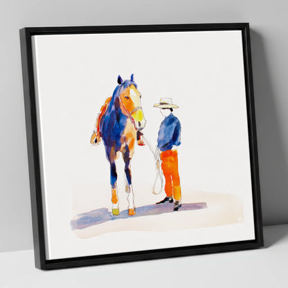Vivid Western Partnership western horse canvas wall art in black frame