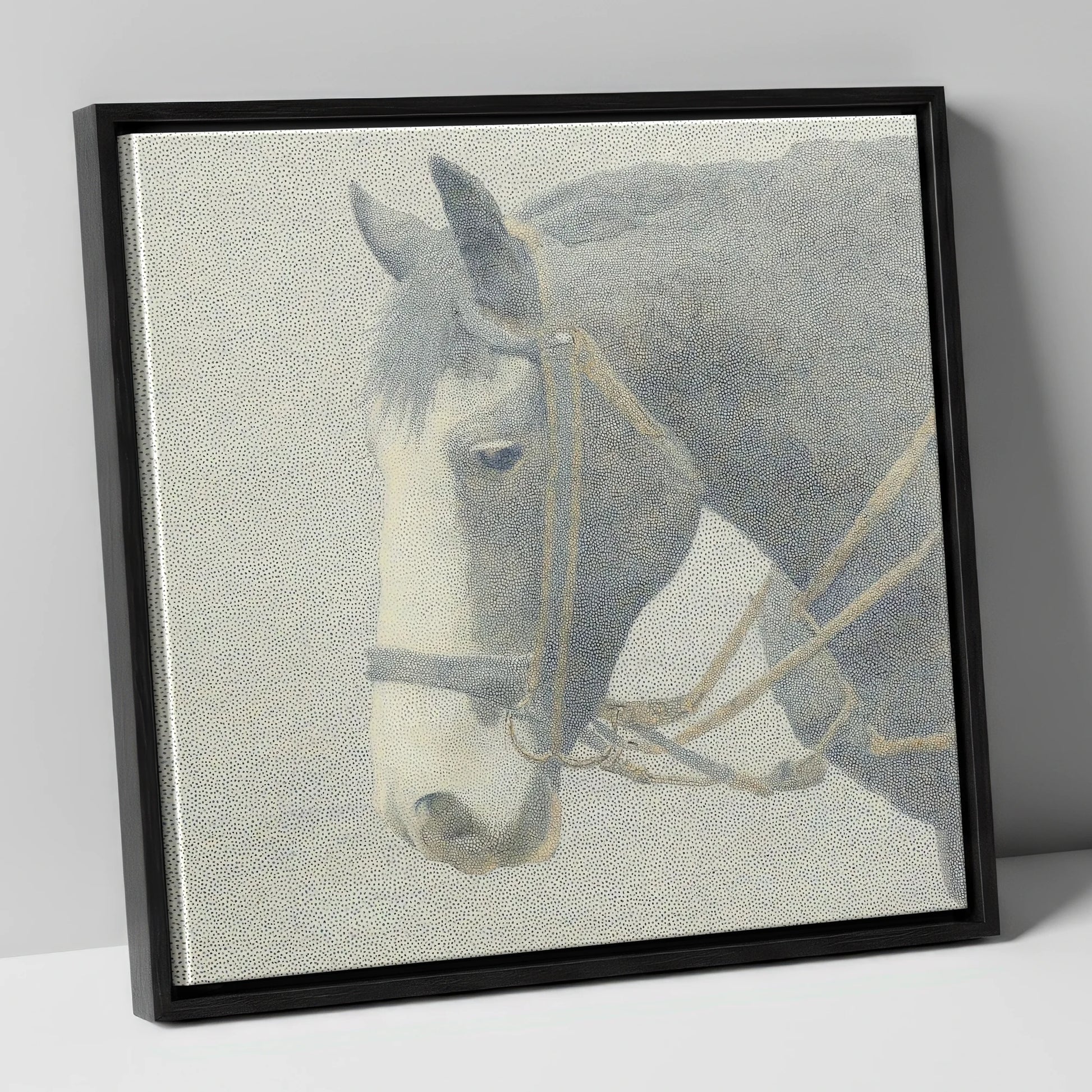 Steadfast Working Profile working horse canvas wall art in black frame