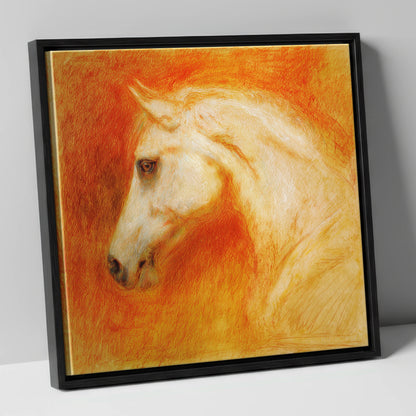 Terracotta Spirit horse portrait canvas wall art in black frame