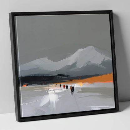 Ember Horizon Trek horse landscape canvas wall art in black frame