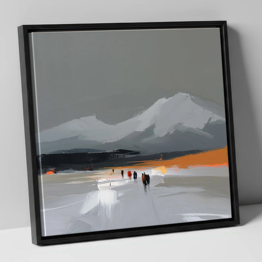 Ember Horizon Trek horse landscape canvas wall art in black frame