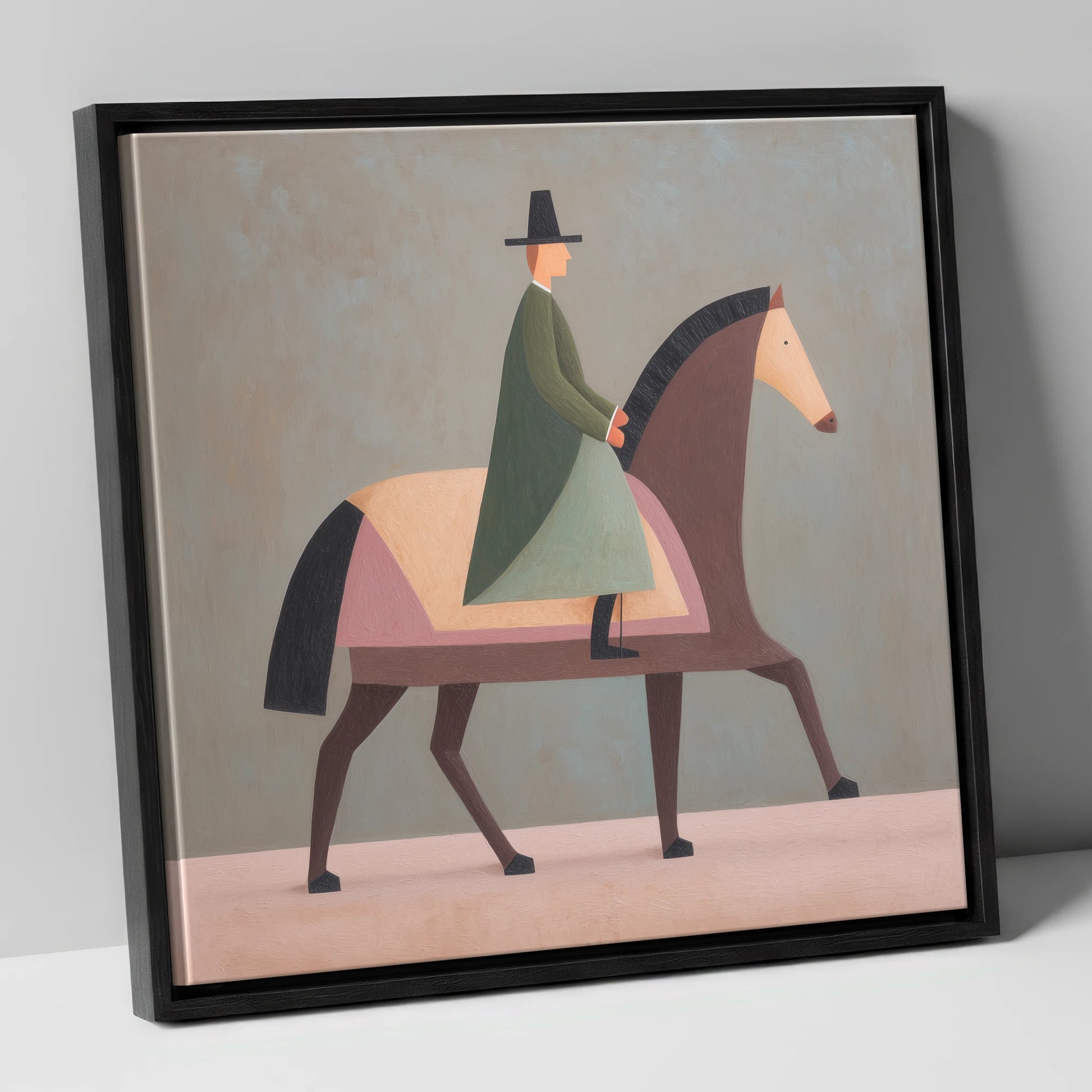Structured Harmony dressage horse canvas wall art in black frame