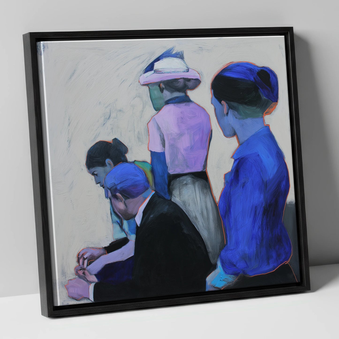 Paddock Anticipation racing horse canvas wall art in black frame