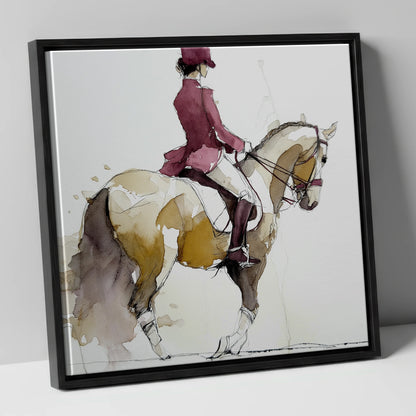 The Collected Frame dressage horse canvas wall art in black frame