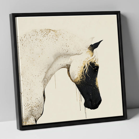 Gilded Splendour horse breed canvas wall art in black frame