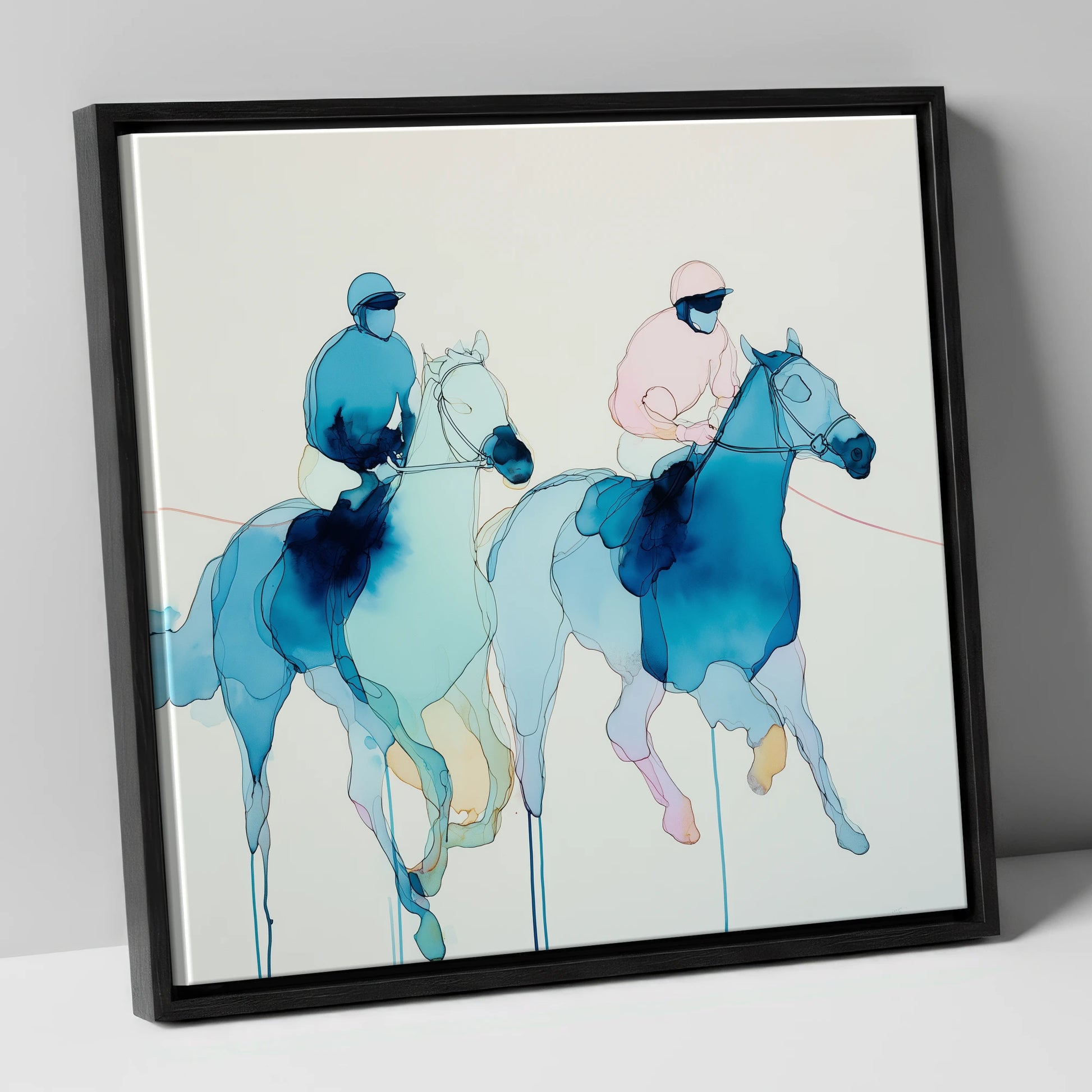 Ethereal Racing Silks racing horse canvas wall art in black frame