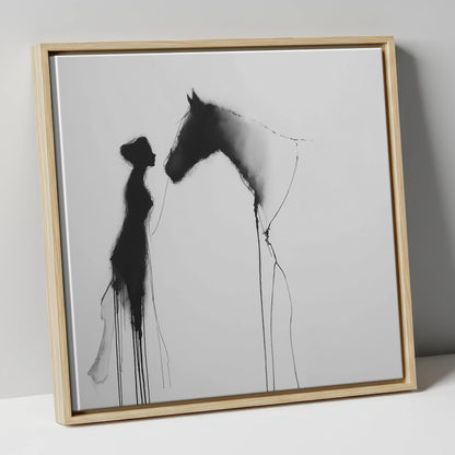 The Unspoken Bond horse & rider canvas wall art in natural frame
