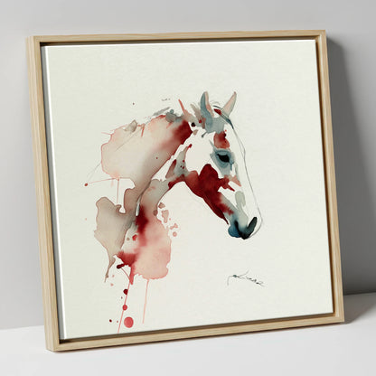 Crimson Spirit horse breed canvas wall art in natural frame