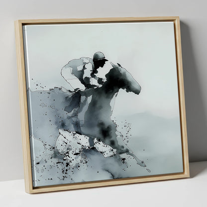 Shadows of the Track racing horse canvas wall art in natural frame