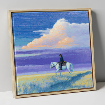 Beneath a Lilac Sky western horse canvas wall art in natural frame