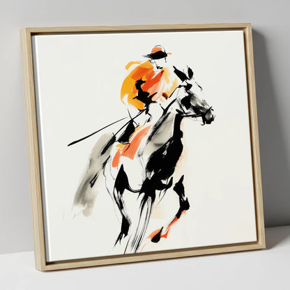 Amber Pace racing horse canvas wall art in natural frame
