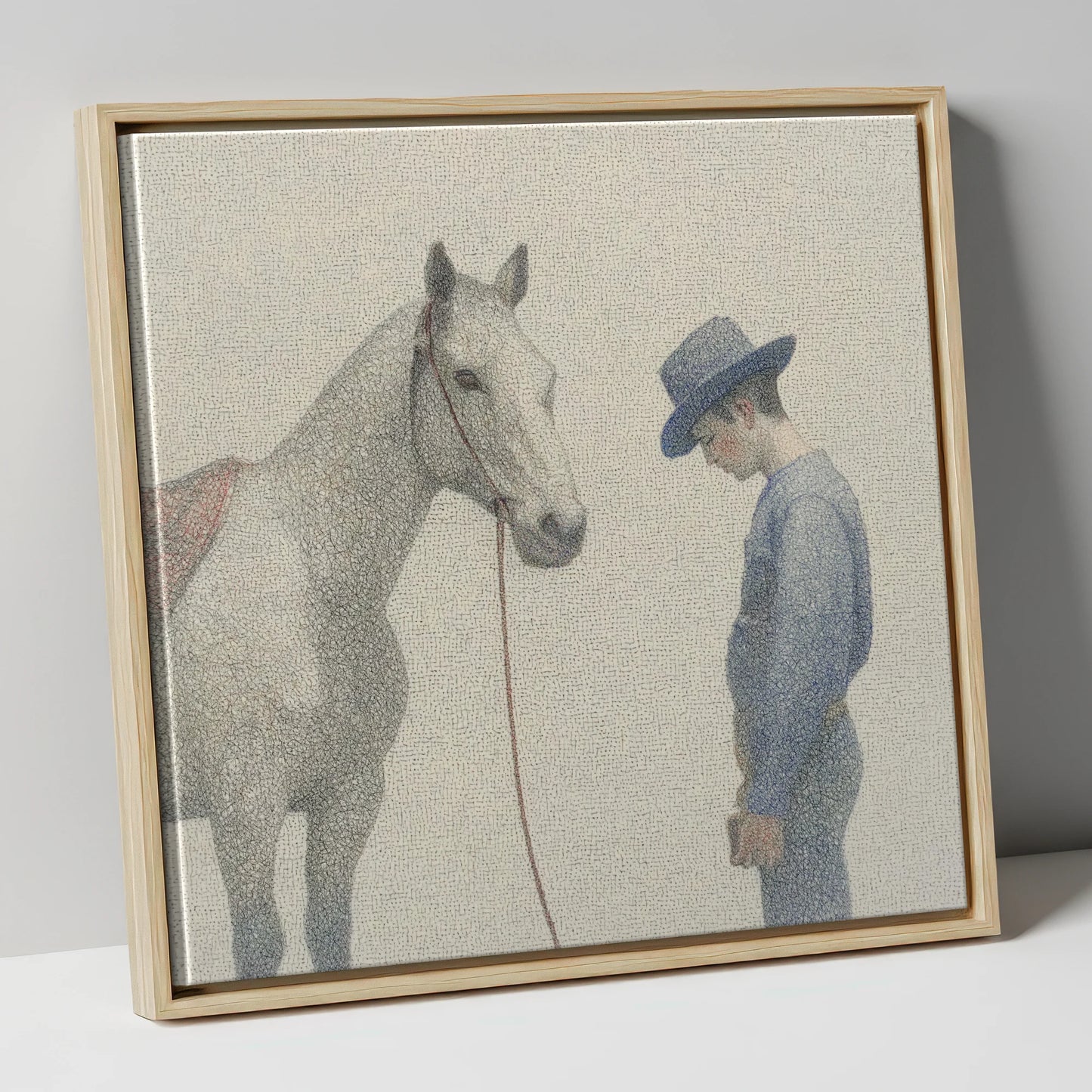 The Quiet Bond western horse canvas wall art in natural frame