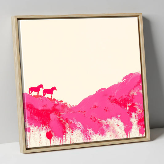 Magenta Ridge horse landscape canvas wall art in natural frame