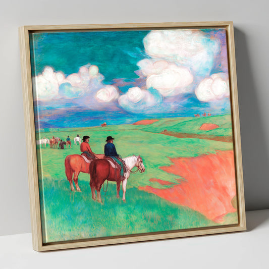 Vivid Frontier Horizons horse landscape canvas wall art in natural frame