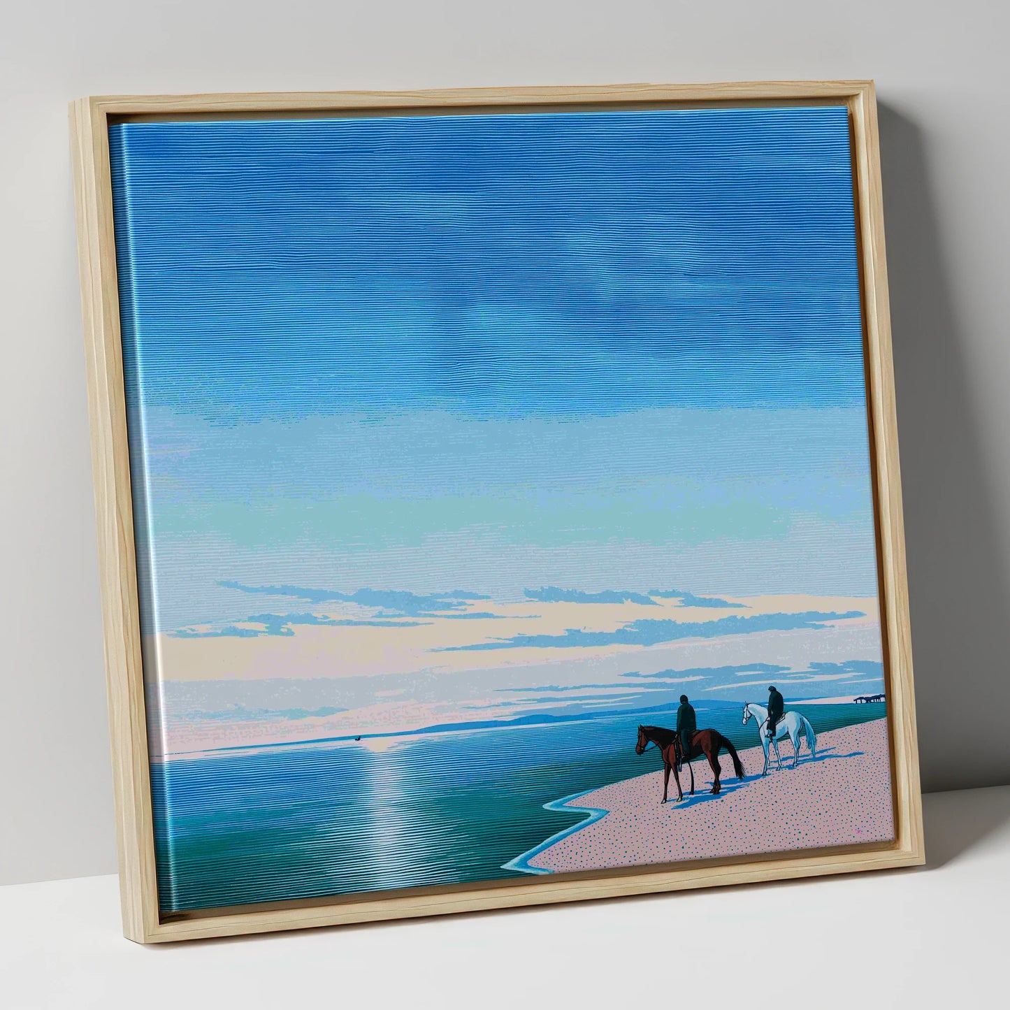 Horizon Bound horse landscape canvas wall art in natural frame