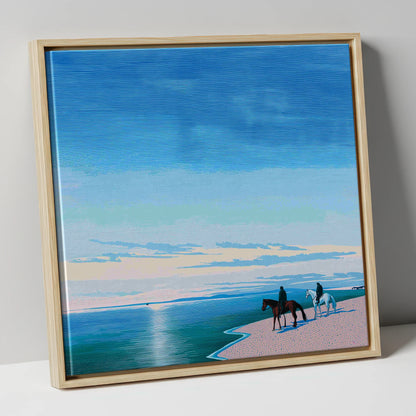 Horizon Bound horse landscape canvas wall art in natural frame