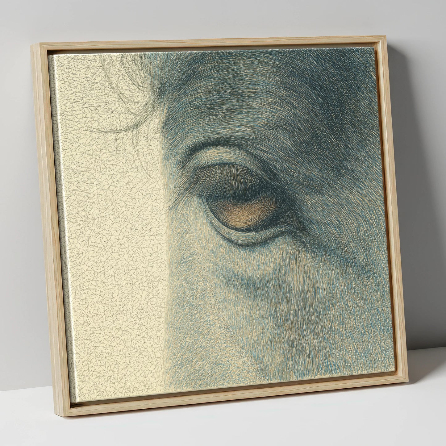 The Quiet Gaze horse portrait canvas wall art in natural frame
