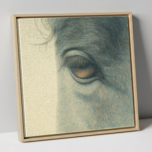 The Quiet Gaze horse portrait canvas wall art in natural frame