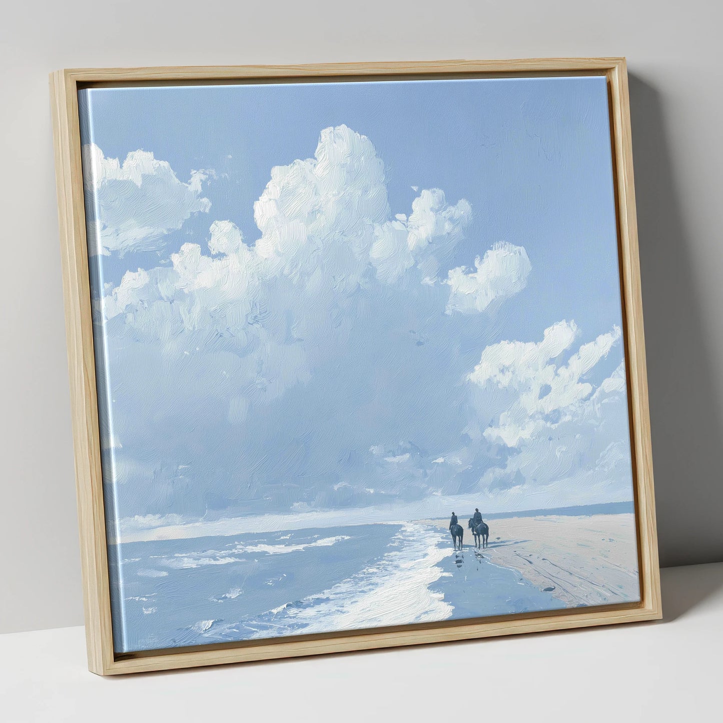 Beneath Vast Coastal Skies horse landscape canvas wall art in natural frame