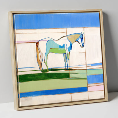 Architectural Equine Form horse portrait canvas wall art in natural frame