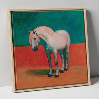The Painted Grey horse breed canvas wall art in natural frame
