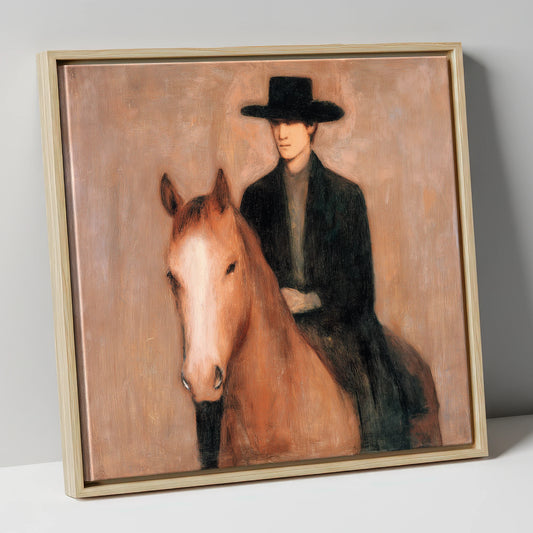 Serene Western Bond western horse canvas wall art in natural frame