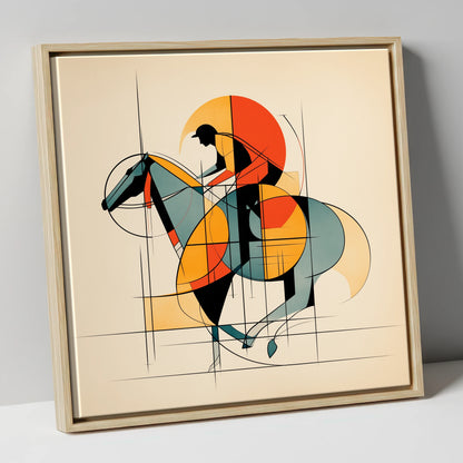 Rhythm of the Turf racing horse canvas wall art in natural frame