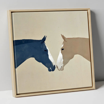 Kindred Spirits horse portrait canvas wall art in natural frame