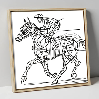 Linear Racing Form racing horse canvas wall art in natural frame
