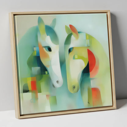 Structured Serenity horse portrait canvas wall art in natural frame