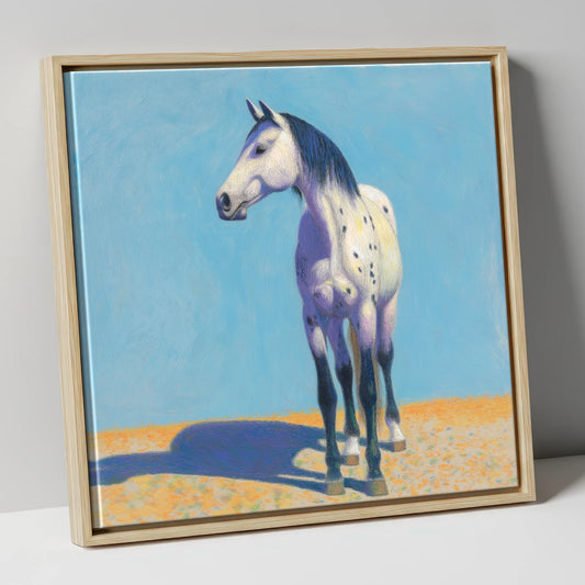 The Sunlit Appaloosa horse breed canvas wall art in natural frame