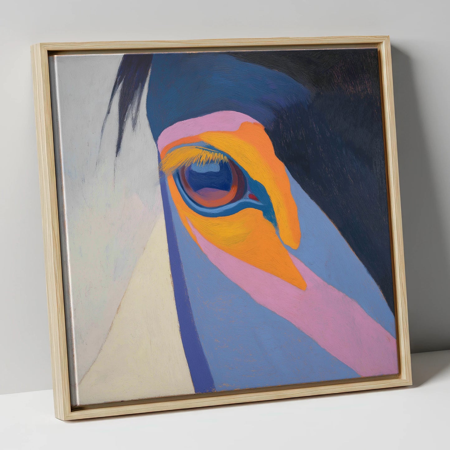 Chromatic Vision horse portrait canvas wall art in natural frame