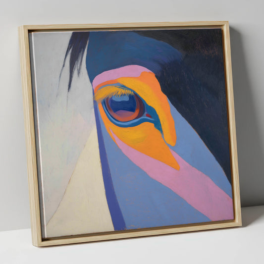 Chromatic Vision horse portrait canvas wall art in natural frame
