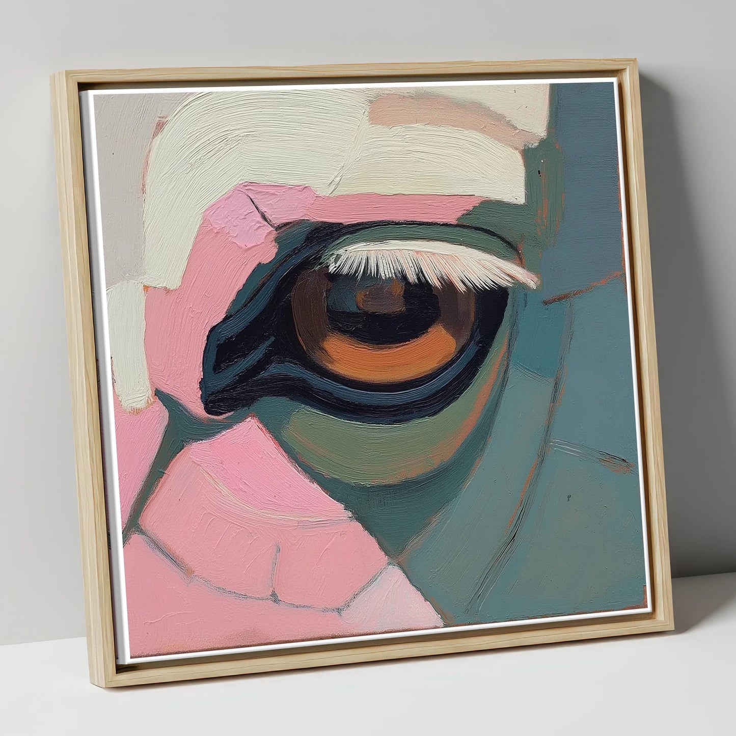 The Gentle Observer horse portrait canvas wall art in natural frame