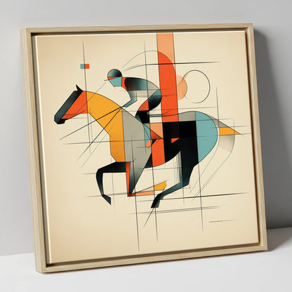 Geometric Racing Form racing horse canvas wall art in natural frame