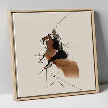 Abstract Equine Energy horse portrait canvas wall art in natural frame