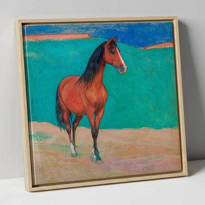 Radiant Chestnut Profile horse breed canvas wall art in natural frame