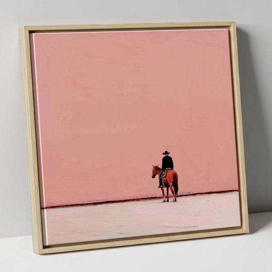 The Quiet Frontier western horse canvas wall art in natural frame