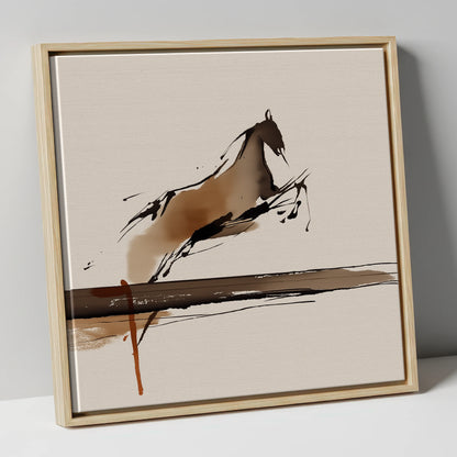 Airborne Elegance show jumping horse canvas wall art in natural frame