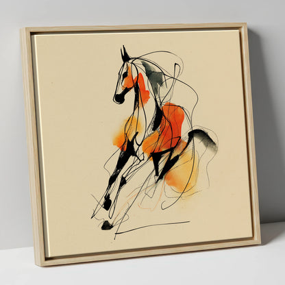 Fluid Amber Spirit horse breed canvas wall art in natural frame