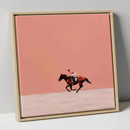 Dusty Rose Racing racing horse canvas wall art in natural frame