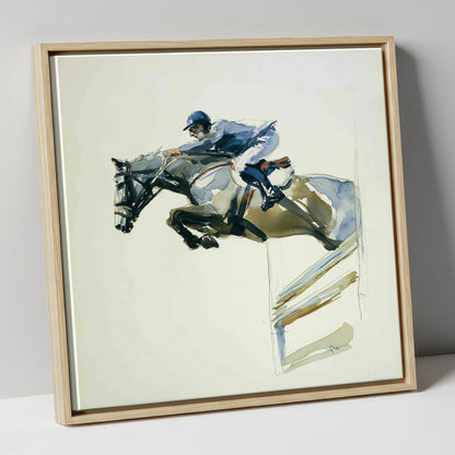 The Perfect Bascule show jumping horse canvas wall art in natural frame