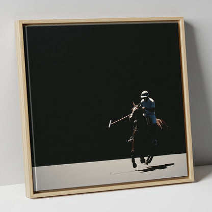 Shadows of the Chukka polo horse canvas wall art in natural frame