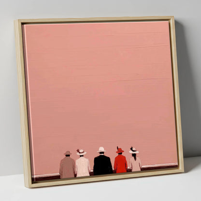 Anticipation at the Rails racing horse canvas wall art in natural frame