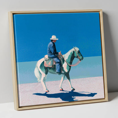 The Vast Horizon western horse canvas wall art in natural frame