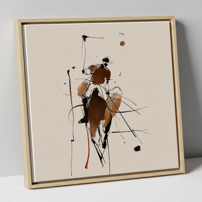 The High Swing polo horse canvas wall art in natural frame